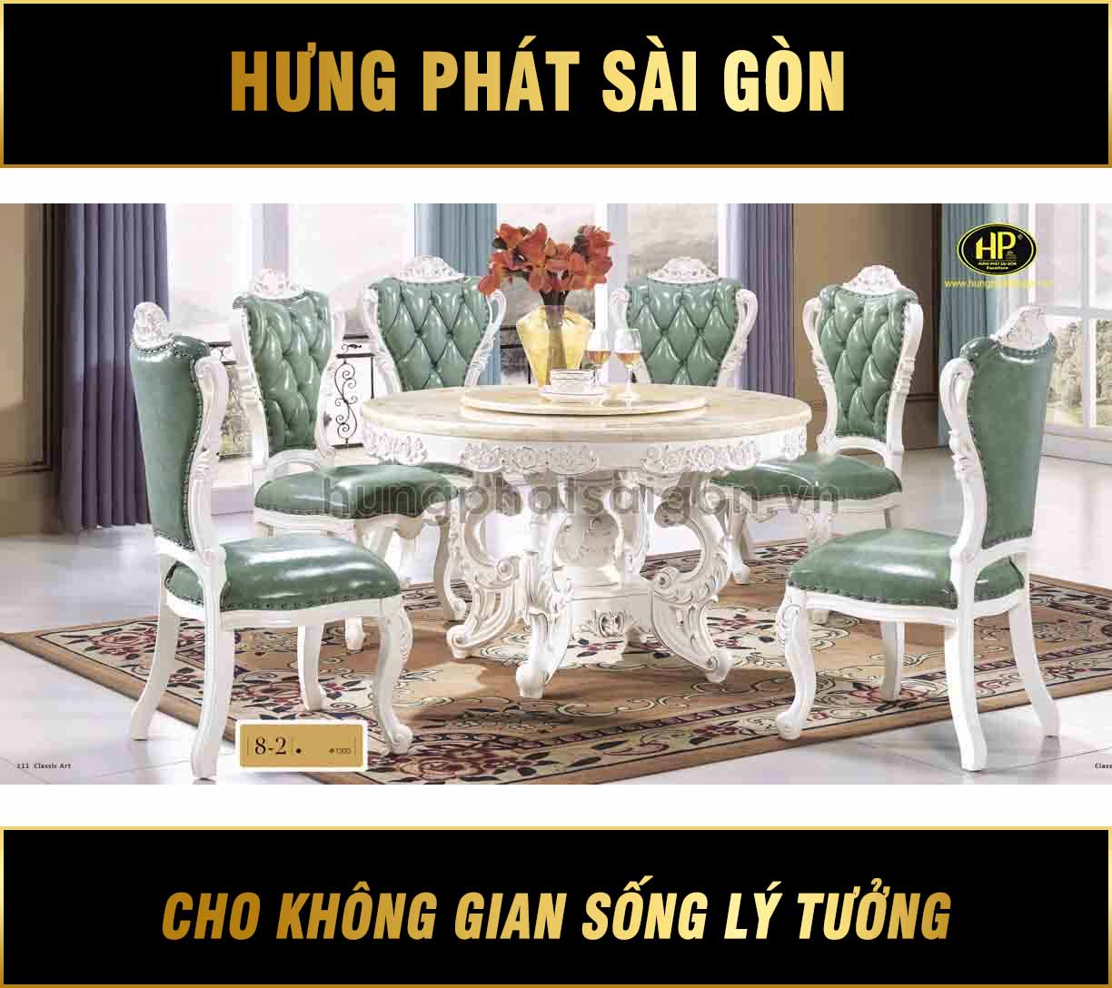 Bộ Bàn Ăn Cổ Điển Sang Trọng H-8-2