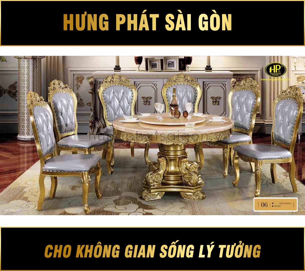 Bộ Bàn Ăn Cổ Điển Tròn H-06