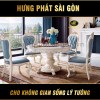 Bộ Bàn Ăn Mặt Đá Tròn Tân Cổ Điển Sang Trọng BA-NK-23