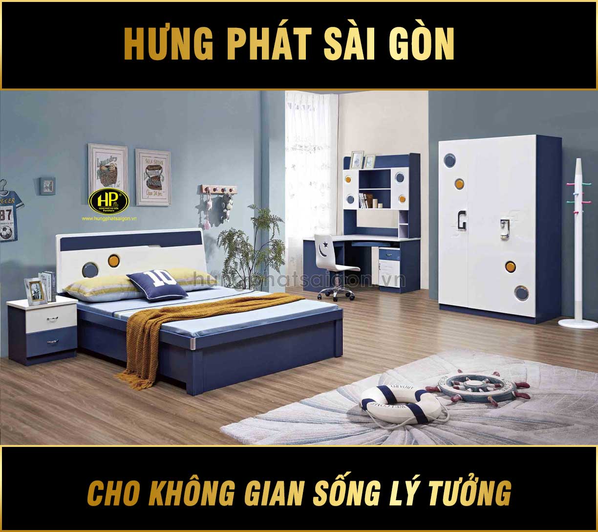 Bộ Giường Tủ Gỗ Cho Bé Hiện Đại Giá Rẻ TP-918