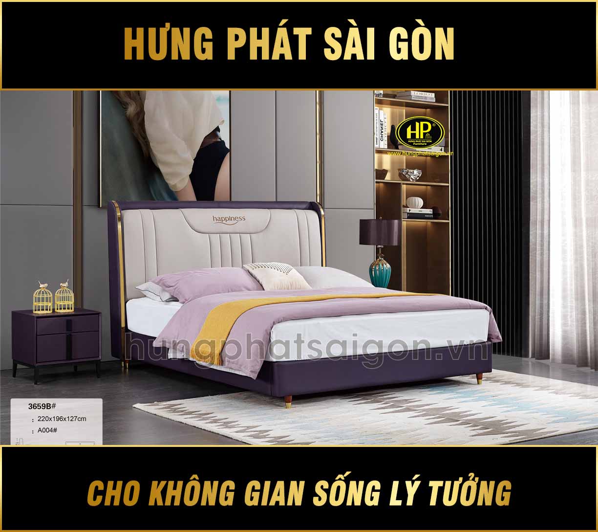 Giường Bọc Da Cao Cấp TP-3659B
