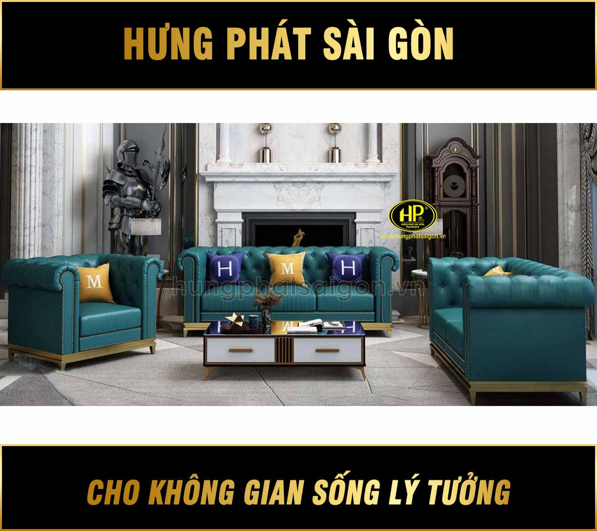 Sofa da mau xanh phong cach hien dai NK 15 1 1