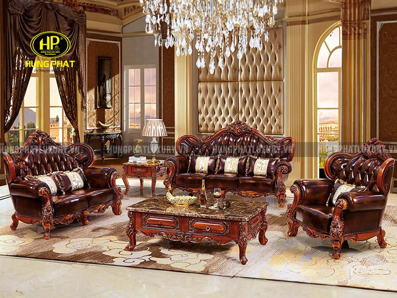 Bộ 3 Ghế Sofa Tân Cổ Điển Gỗ Hương Đỏ M-58A