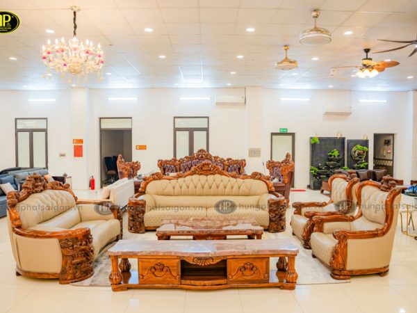 bo ban ghe sofa tan co dien go mun sf 897