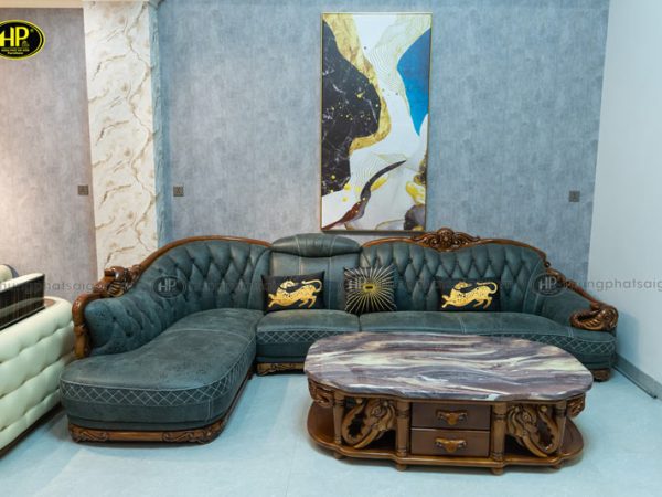 bộ ghế sofa tân cổ điển nhập khẩu da bò b8-1