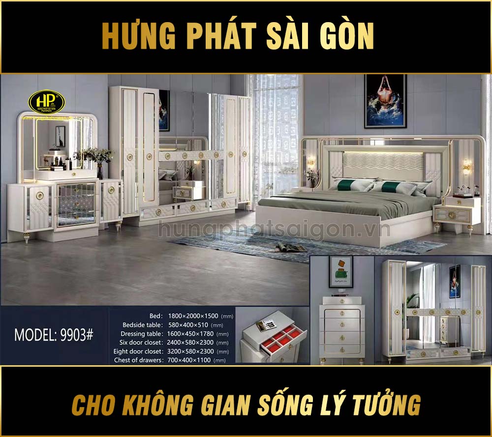 Combo Giường Tủ Kính Sang Trọng NK-9903