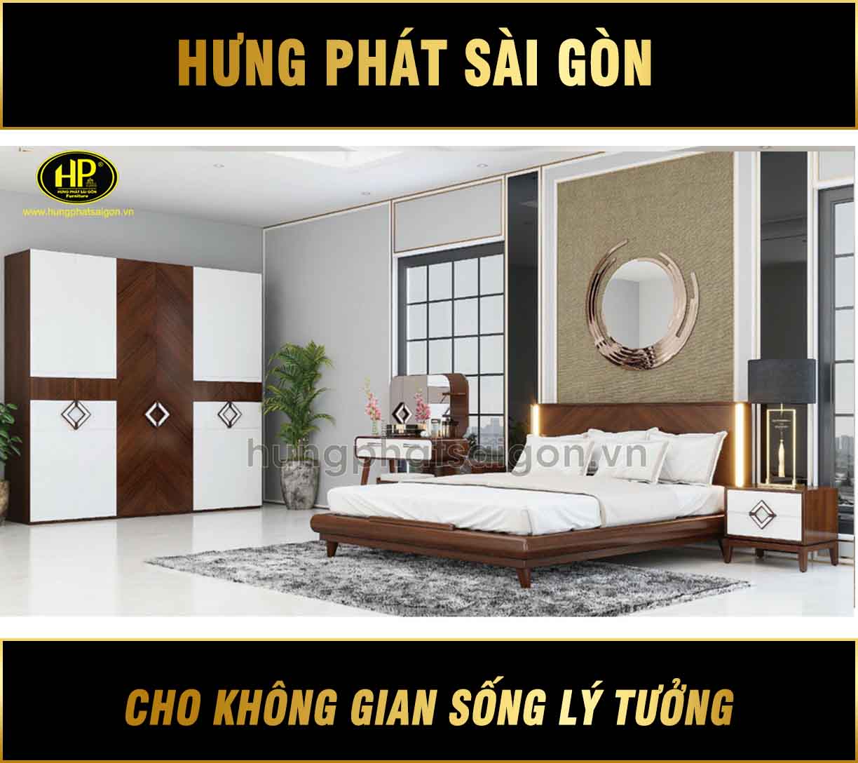 Combo Giường Tủ Bàn Phấn Bằng Gỗ BM-2206A