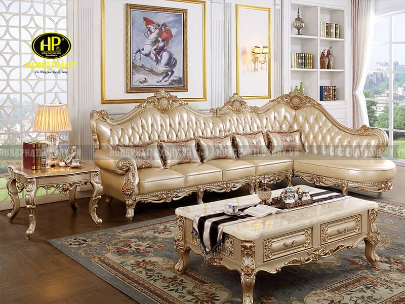 Ghế Sofa Da Bò Tân Cổ Điển Cao Cấp AT-862G