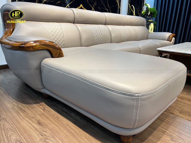 ghế sofa da bò ý viền gỗ mun Nam Phi WJ110