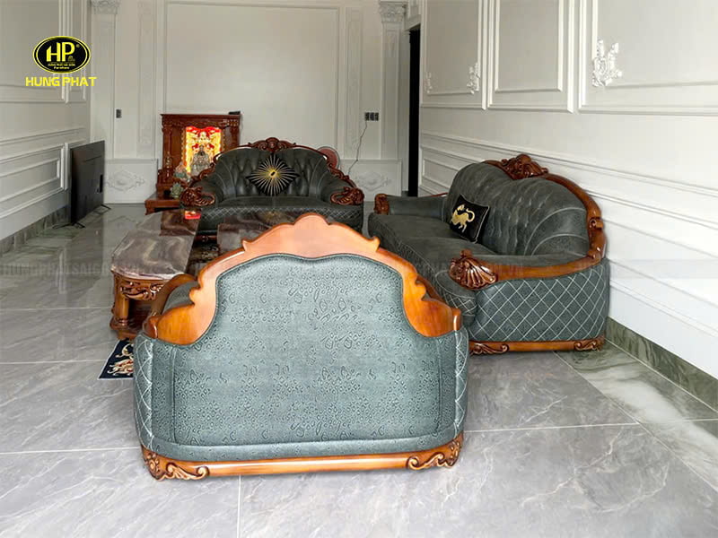 ghế sofa tân cổ điển da bò nhập khẩu b7