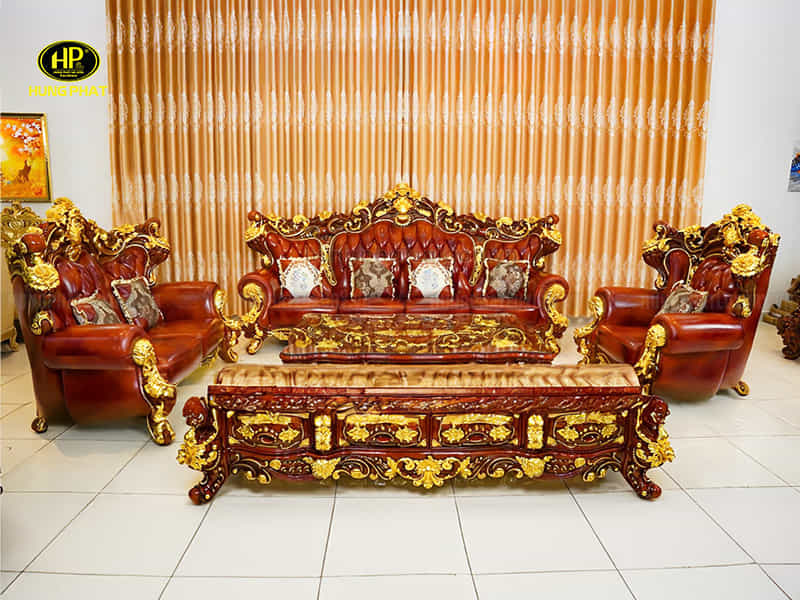 Sofa tân cổ điển dát vàng M-25-V