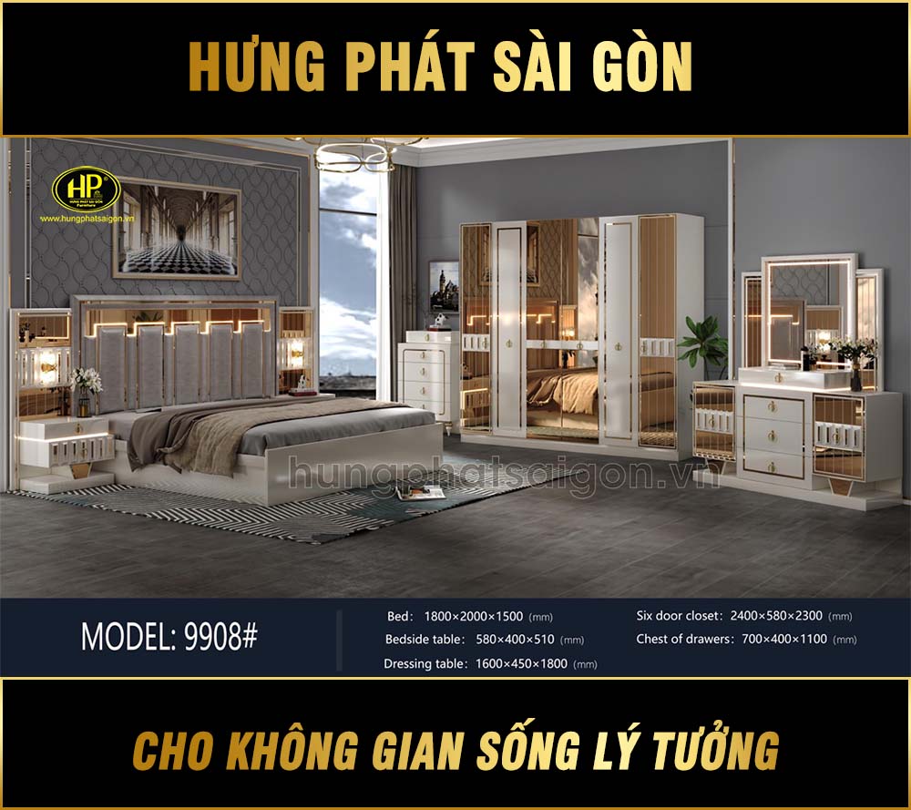 Bộ Nội Thất Phòng Ngủ Sang Trọng Nhập Khẩu NK-9908