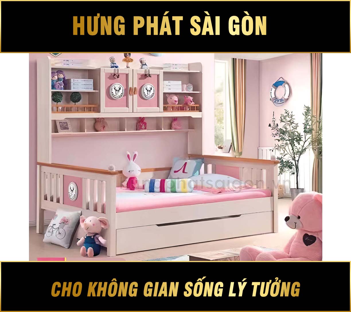 Giường Ngủ Có Kệ Cho Bé Gái GT-509-B