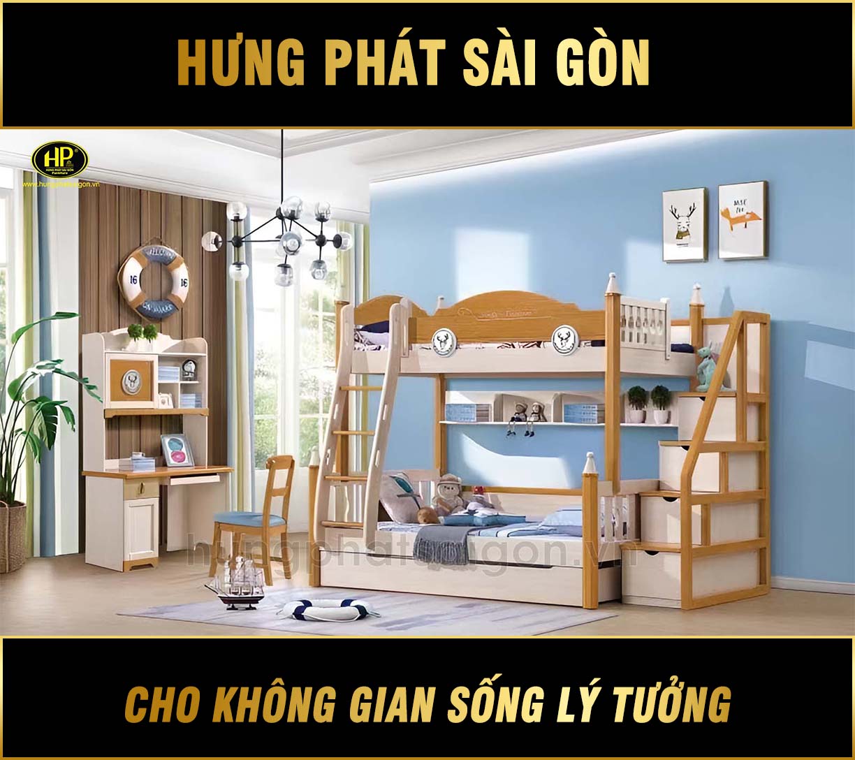 Giường Tầng Bàn Học Trẻ Em GT-522