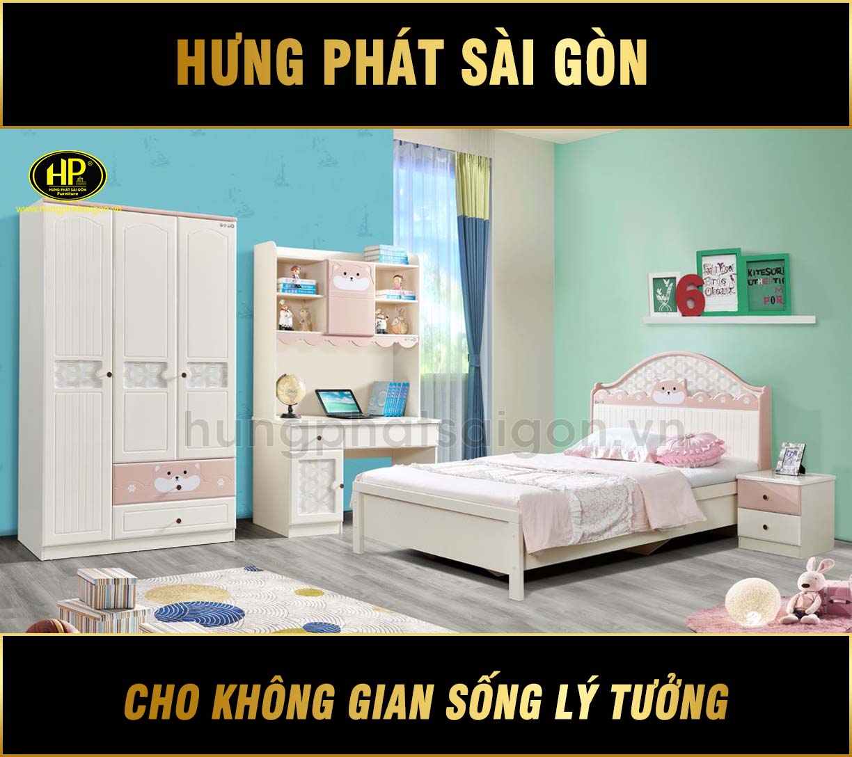 Bộ Giường Tủ Bàn Học Trẻ Em AT-B712