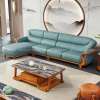 Sofa Da Bò Ý Góc L Gỗ Mun Nam Phi F028