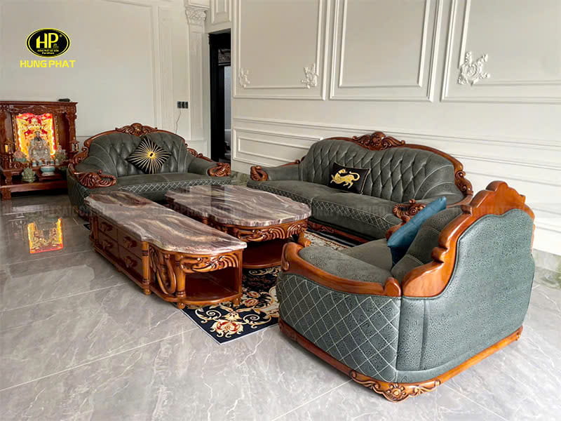 sofa tân cổ điển da bò nhập khẩu b7