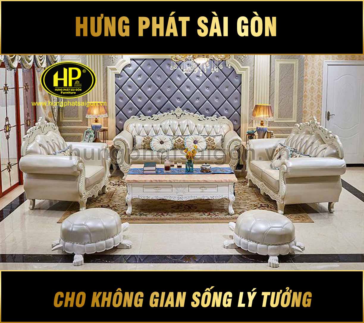 Sofa Tân Cổ Điển Da H-3077