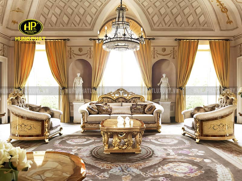 Sofa Tân Cổ Điển Dát Vàng Cao Cấp M-01