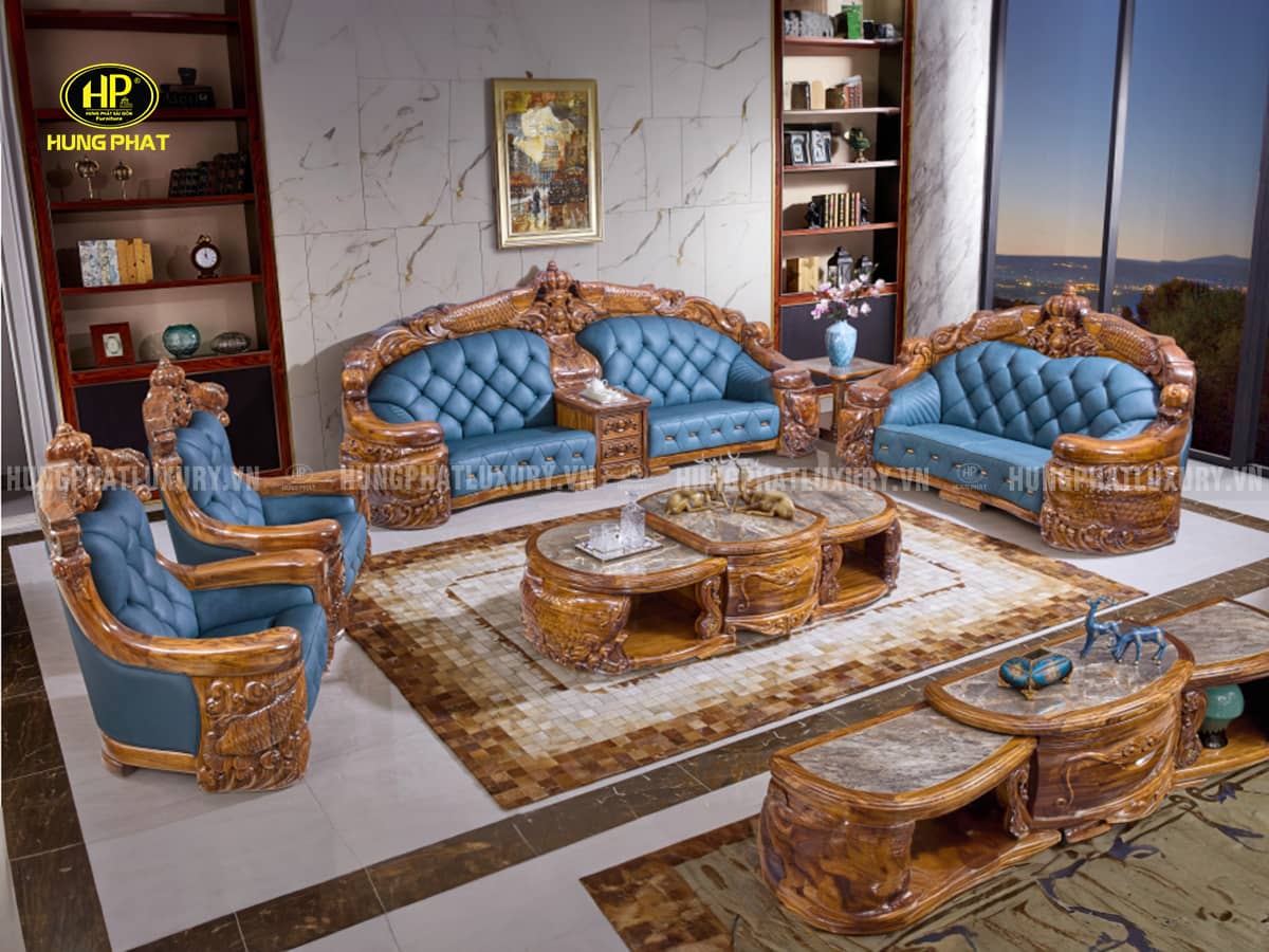 Sofa Tân Cổ Điển Gỗ Mun Nam Phi Cao Cấp M-A28
