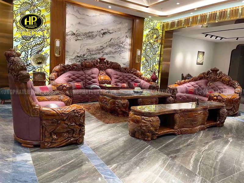 sofa tân cổ điển gỗ mun T-6868