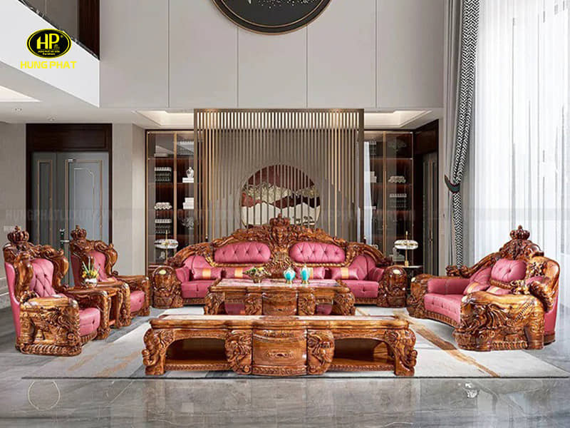 Ghế sofa gỗ mun đầu voi đính ngọc KW-9988