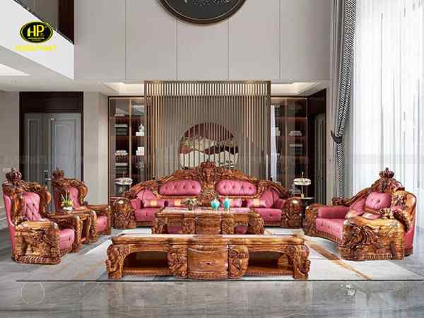 Sofa tân cổ điển gỗ mun đầu voi đính ngọc KW-9988
