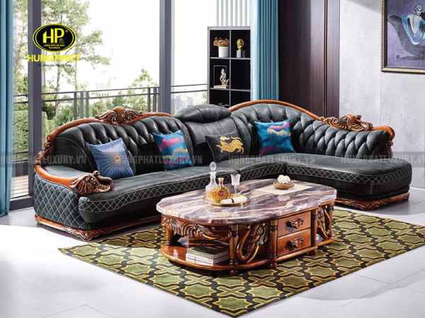 sofa tân cổ điển nhập khẩu da bò B8