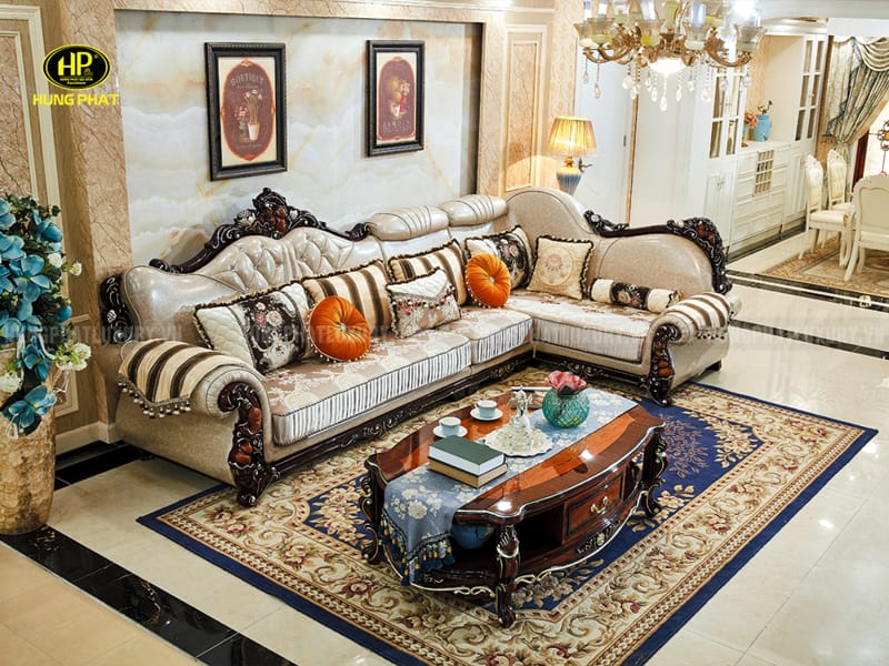 Sofa Vải Nỉ Tân Cổ Điển Góc L TP-A810