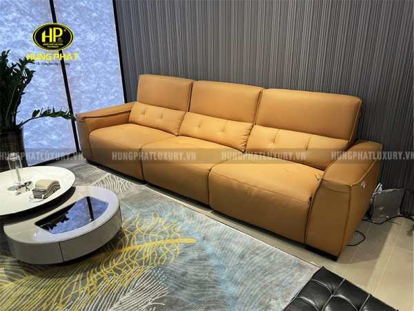 Sofa thư giãn chỉnh điện 2236 da bò màu cam