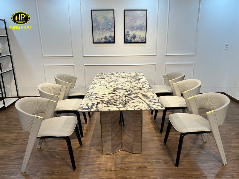 bàn ăn mặt đá cẩm thạch tự nhiên BA-SF12