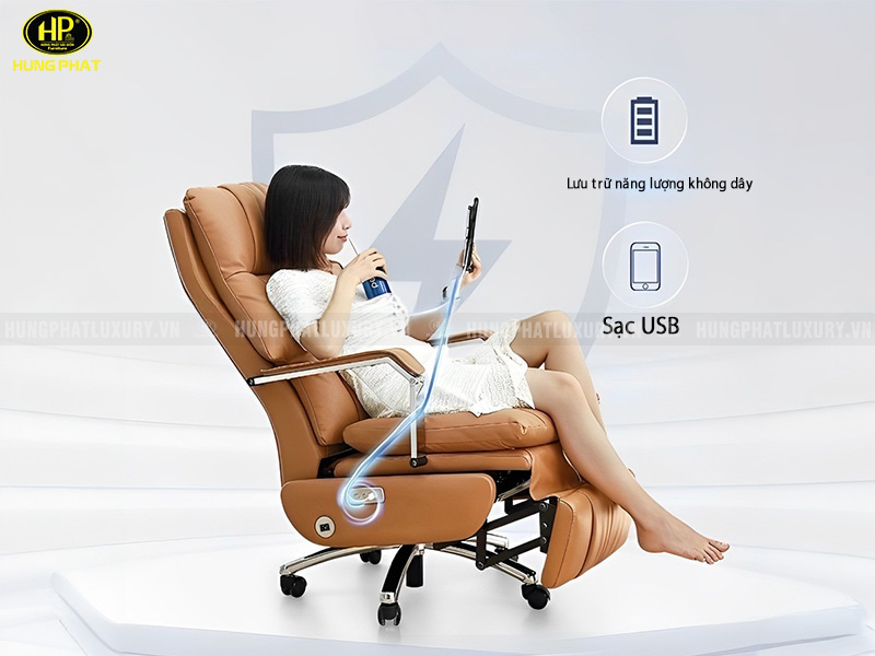 Ghế giám đốc da bò chỉnh điện cao cấp HZ-6408C