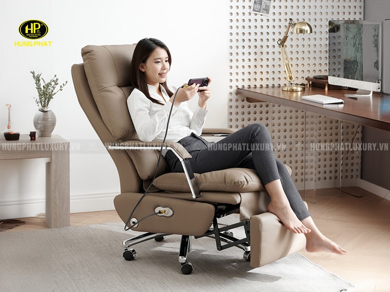 Ghế giám đốc chỉnh điện da bò cao cấp HZ-6408N
