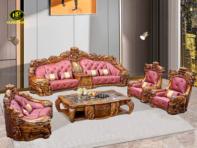 Ghế sofa da bò gỗ mun SF-8009A