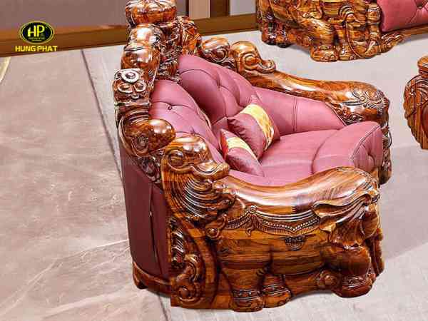 Ghế sofa gỗ mun da bò ý SF-8009A