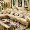 Sofa góc tân cổ điển da bò 8163
