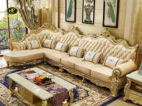 Sofa góc tân cổ điển da bò 8163