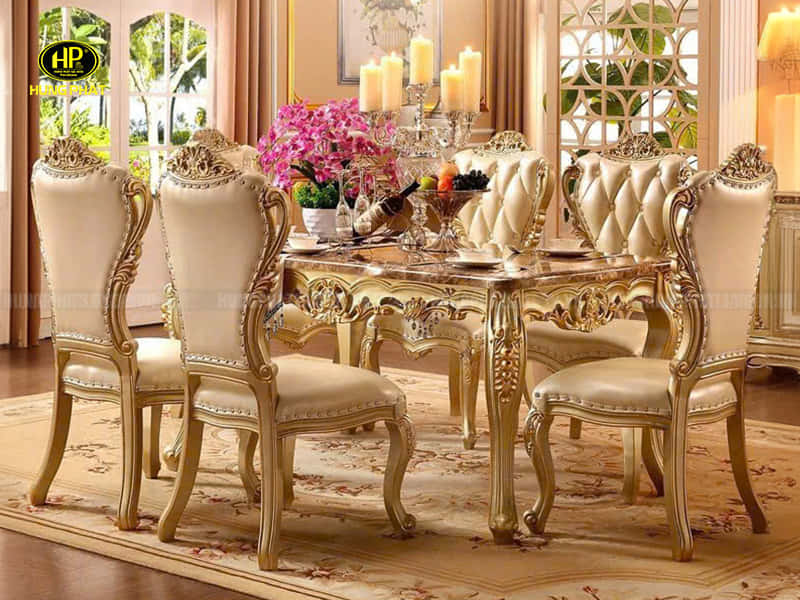 bộ bàn ăn tân cổ điển 6 ghế BA-8218