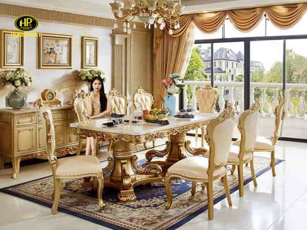 bộ bàn ăn tân cổ điển 8 ghế BA-8329
