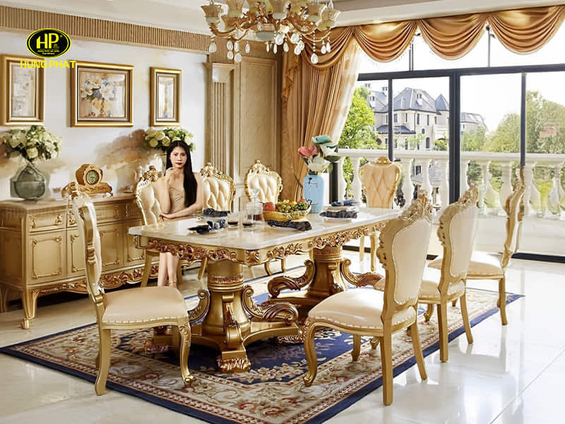 bộ bàn ăn tân cổ điển 8 ghế BA-8329