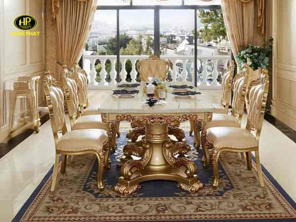 bộ bàn ăn tân cổ điển gỗ sồi BA-8329