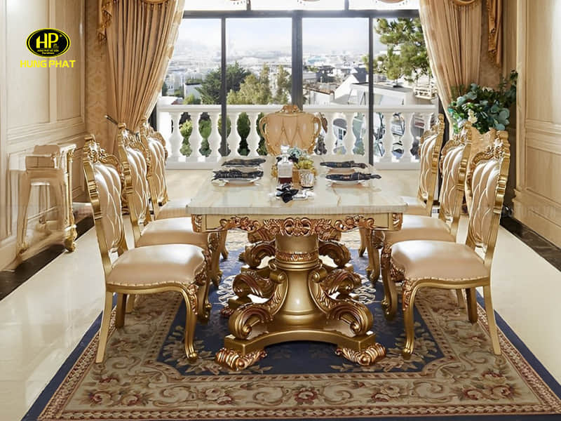 bộ bàn ăn tân cổ điển gỗ sồi BA-8329