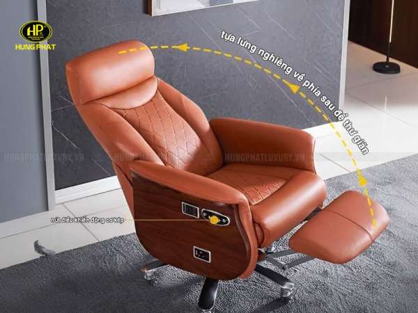 ghế giám đốc thư giãn massage da bò MT-138