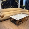 sofa da bò ý khung viền gỗ mun WJ165