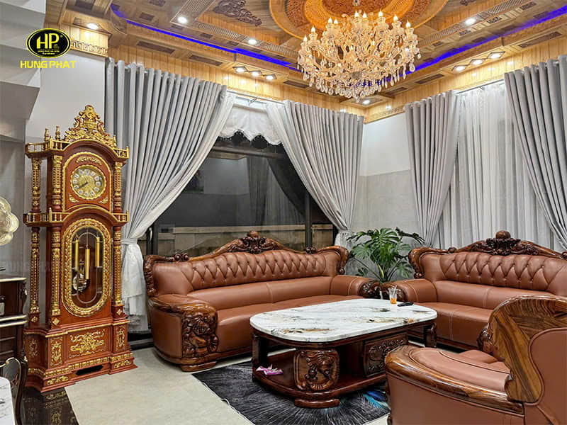sofa tân cổ điển gỗ mun f101