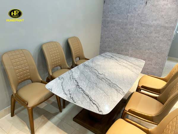 bộ bàn ăn mặt đá cao cấp vt-8188