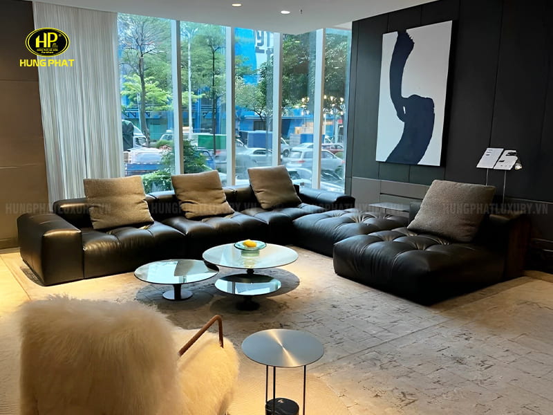 sofa băng da bò ý nhập khẩu f83