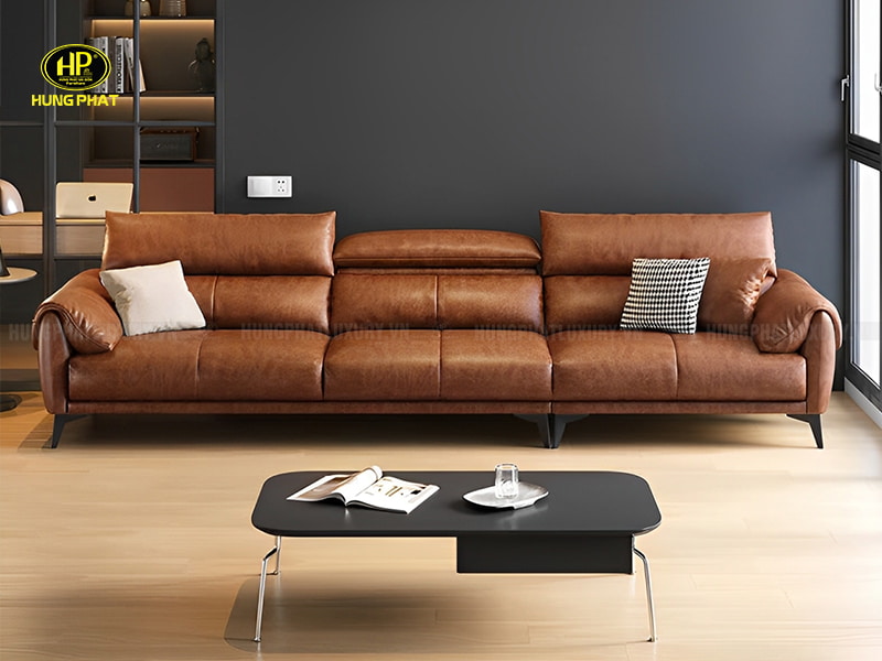 ghế sofa da bò ý hiện đại h-344