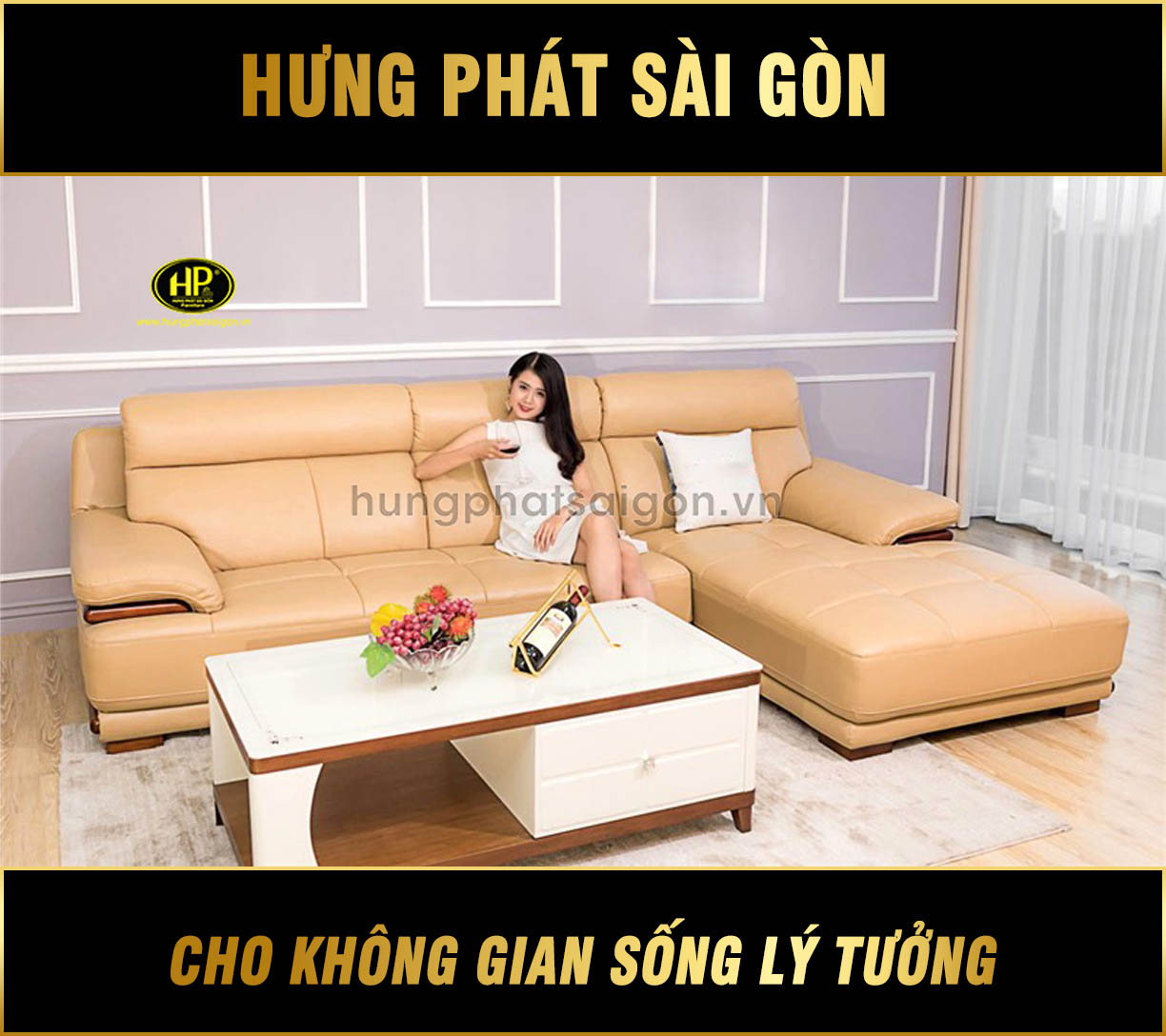 Sofa da phòng khách chung cư HD-72
