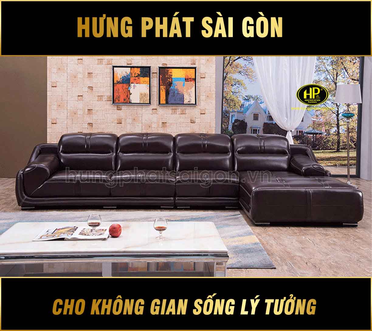 Sofa da sang trọng cao cấp H-2420